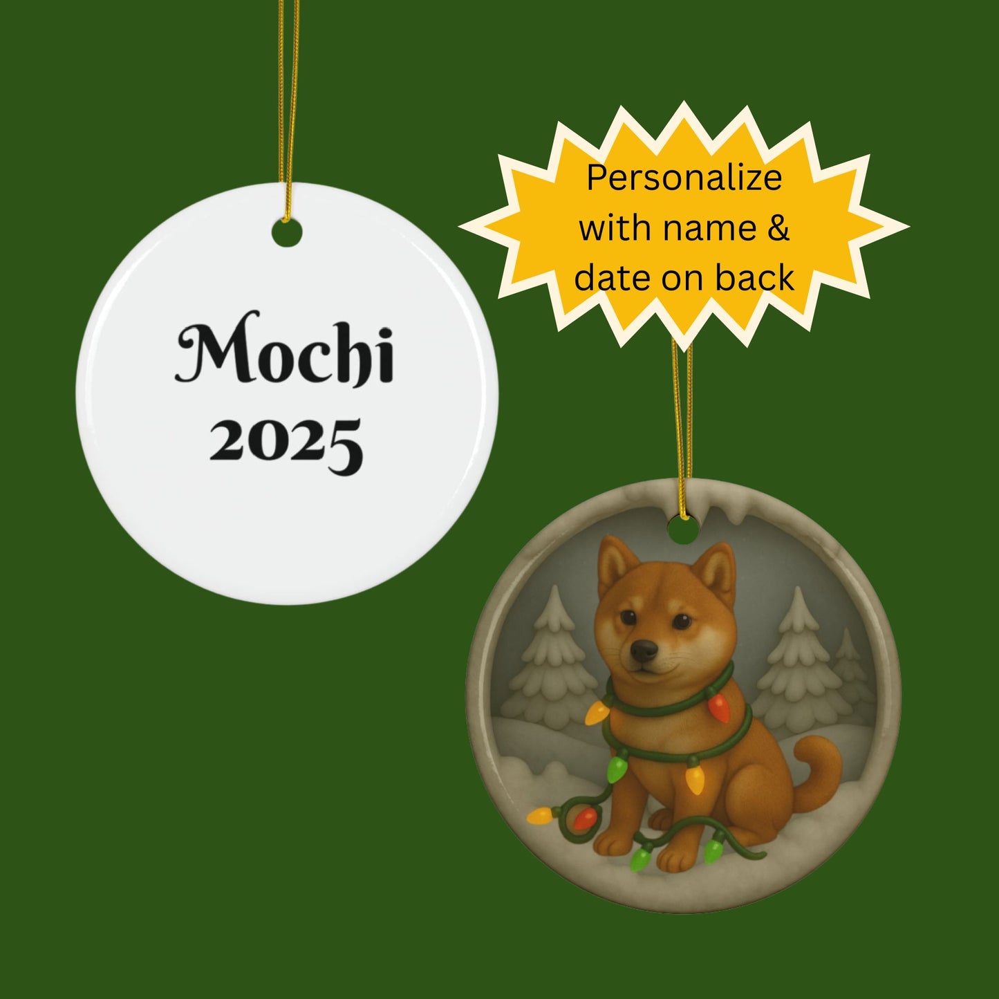 Personalized Red Shiba Inu Christmas 3D Clay-Style Dog Keepsake