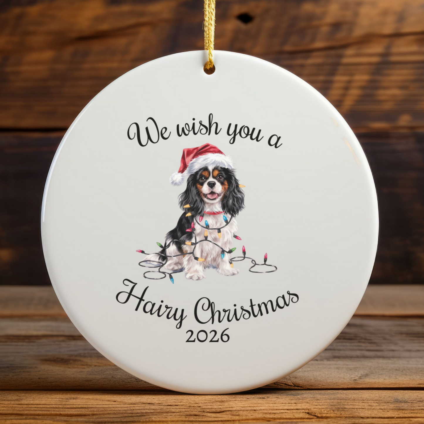 Tri-color Cavalier King Charles Spaniel Ornament, Funny Dog Lover Gift, Pet Holiday