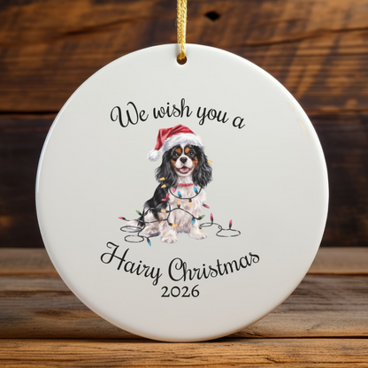 Tri-color Cavalier King Charles Spaniel Ornament, Funny Dog Lover Gift, Pet Holiday
