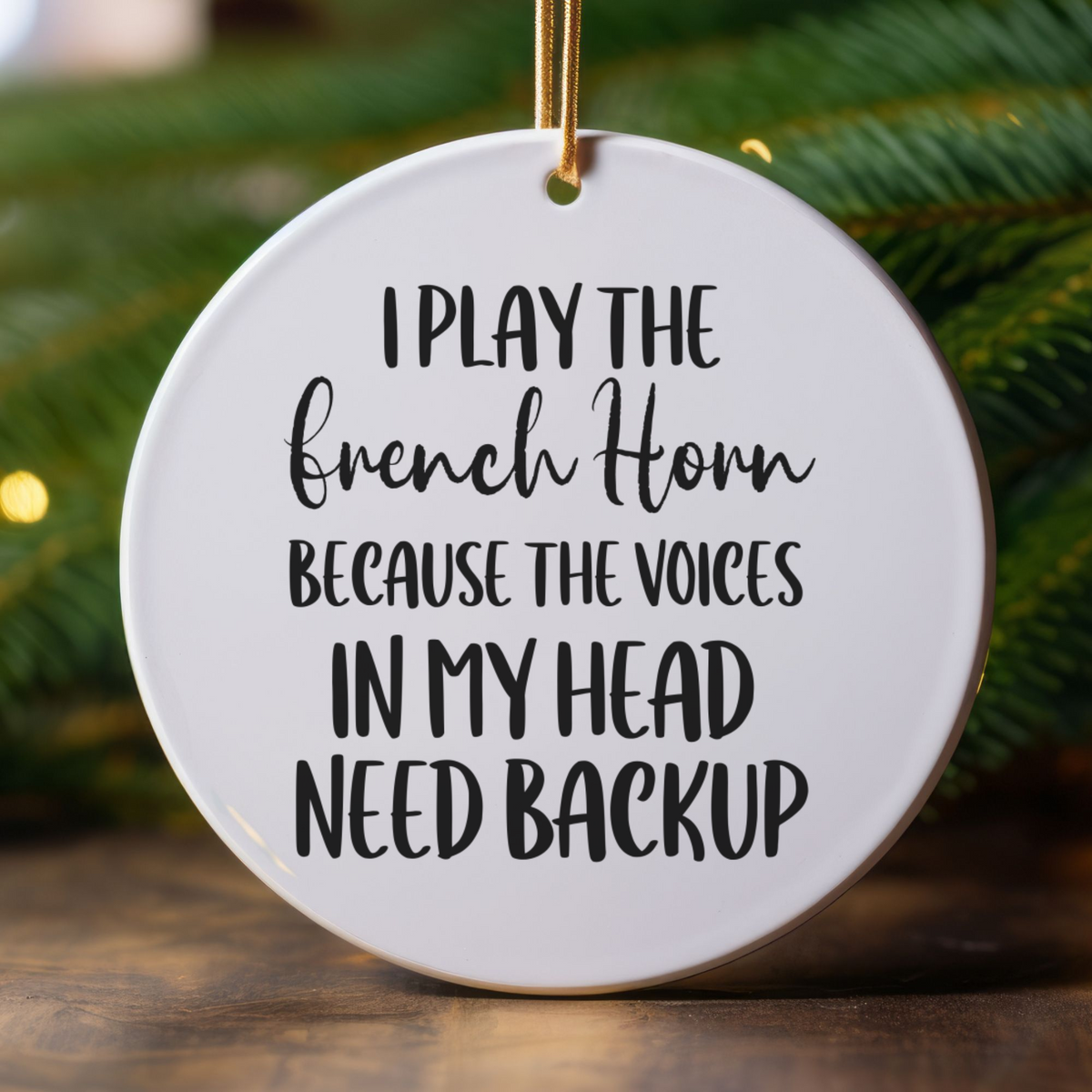 French Horn Ornament, Ceramic Musician Gift