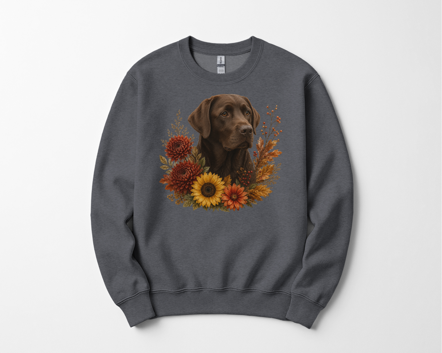 Chocolate Labrador Autumn Floral Sweatshirt