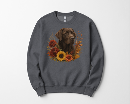 Chocolate Labrador Autumn Floral Sweatshirt