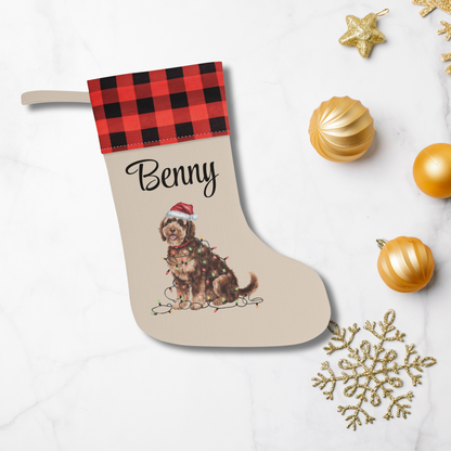 Personalized Portuguese Water Dog Christmas Stocking, Holiday Decor Gift for Pet Lovers