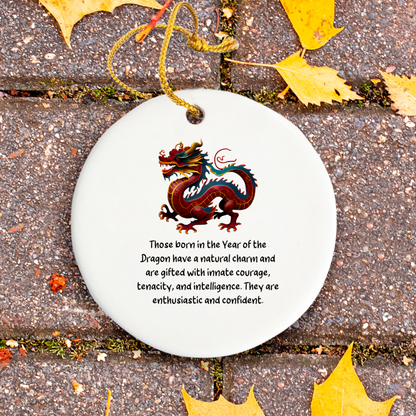 Chinese Zodiac Dragon Ornament, Year of the Dragon Horoscope Gift for Lunar New Year