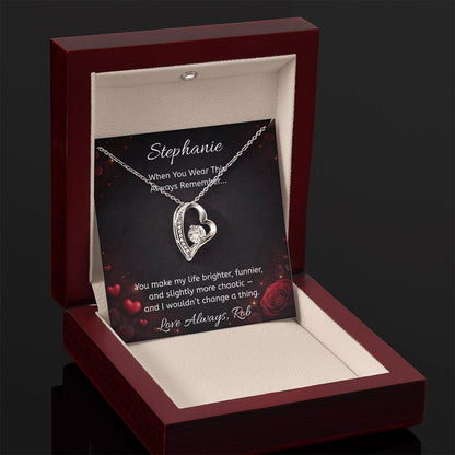 Personalized Heart Necklace with Hearts Message Card