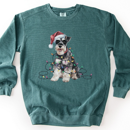 Schnauzer Christmas Lights Sweatshirt, Festive Dog Lover Apparel, Holiday Pet Sweater