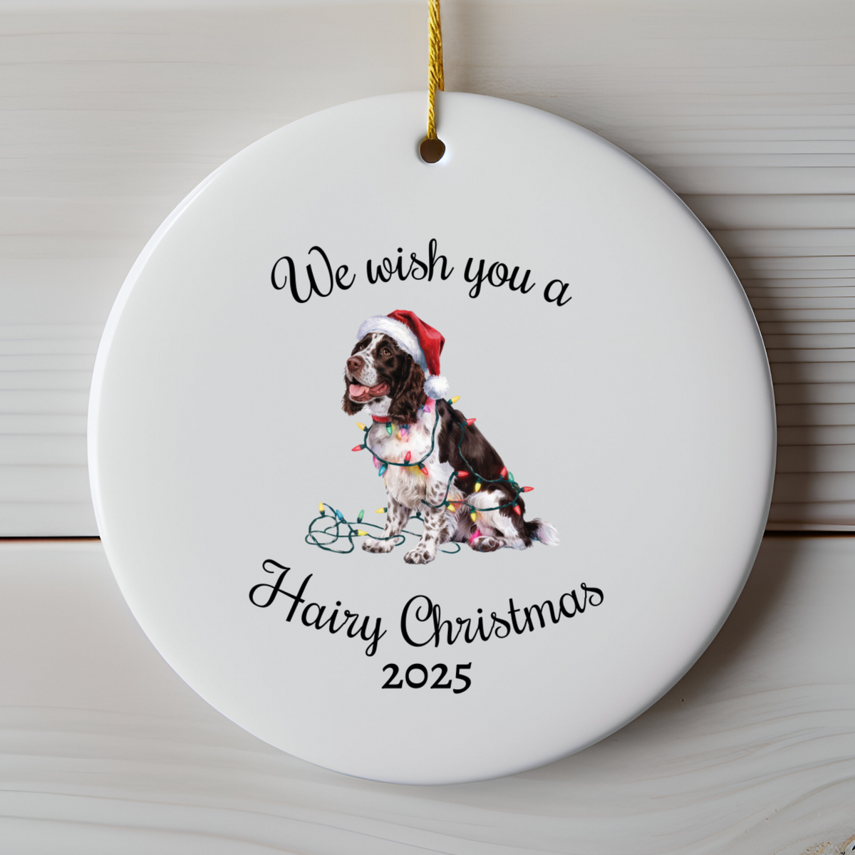 Christmas Brown Springer Spaniel Ornament, Christmas Lights Dog Keepsake