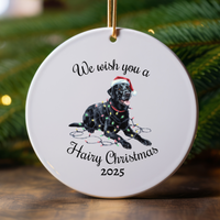 Load image into Gallery viewer, Christmas Black Labrador Ornament, Christmas Lights Dog Keepsake
