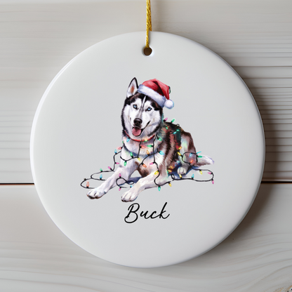 Siberian Husky Ornament Personalized Pet Gift, Custom Christmas Tree Decor