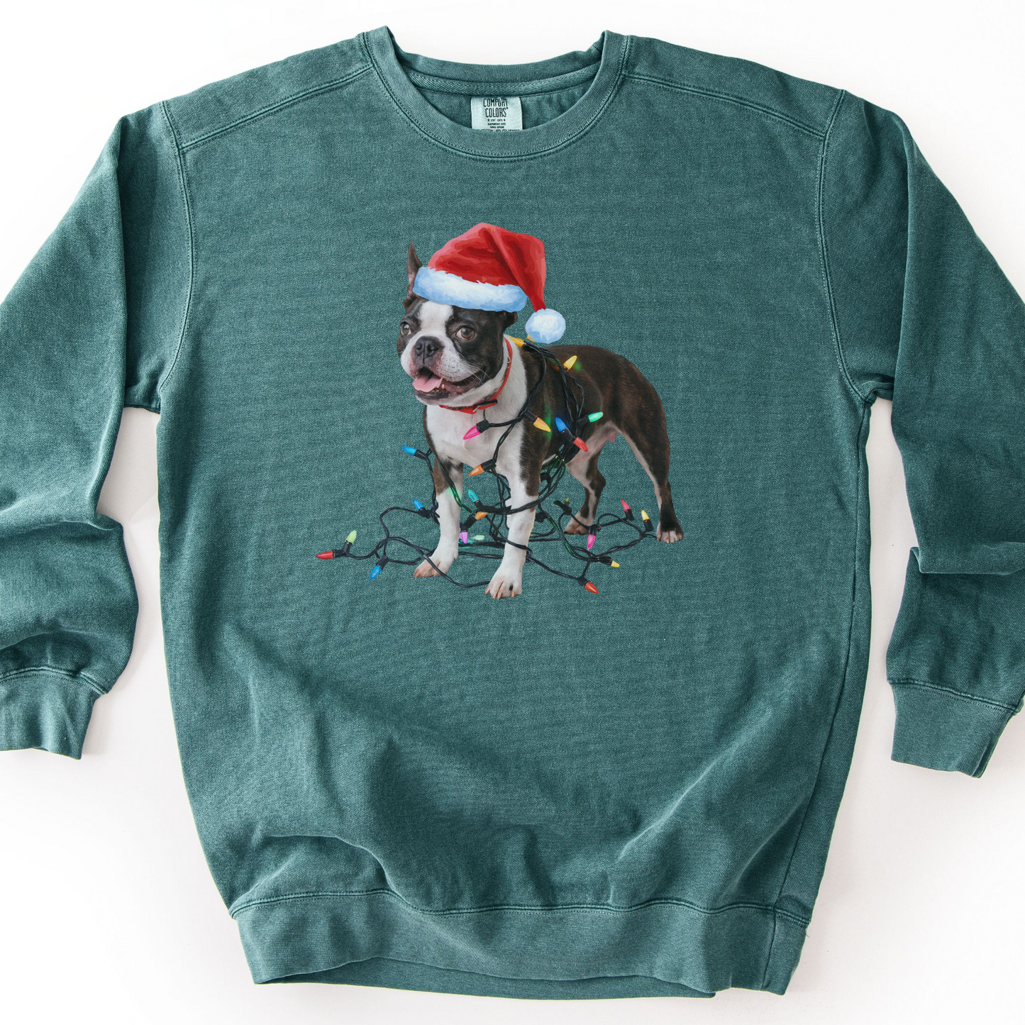 Boston Terrier Christmas Lights Sweatshirt