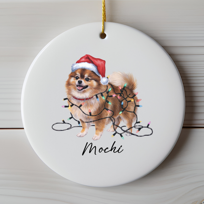 Personalized Pomeranian Ornament, Custom Ceramic Pet Keepsake
