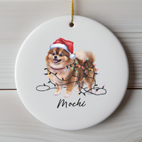 Load image into Gallery viewer, Personalized Pomeranian Ornament, Custom Ceramic Pet Keepsake
