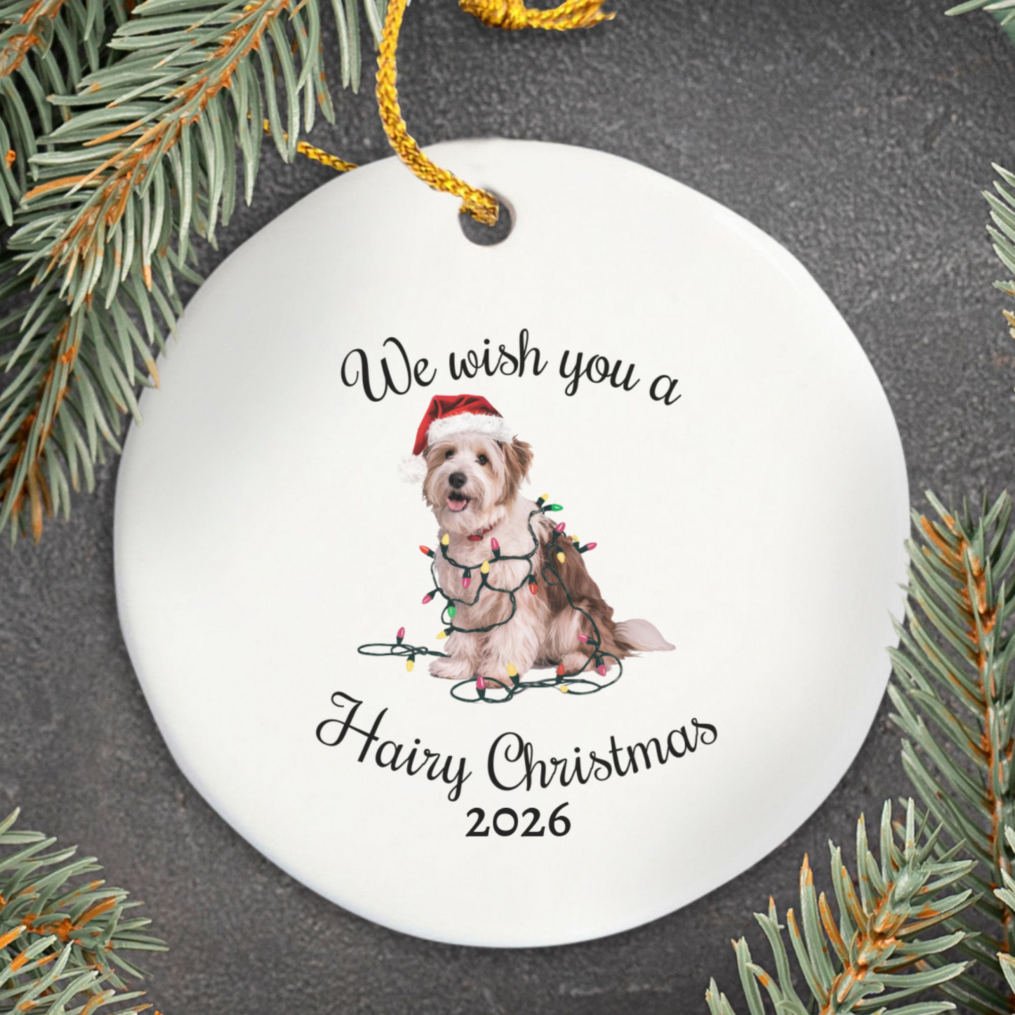 Christmas Coton De Tulear Ornament, Christmas Lights Dog Keepsake