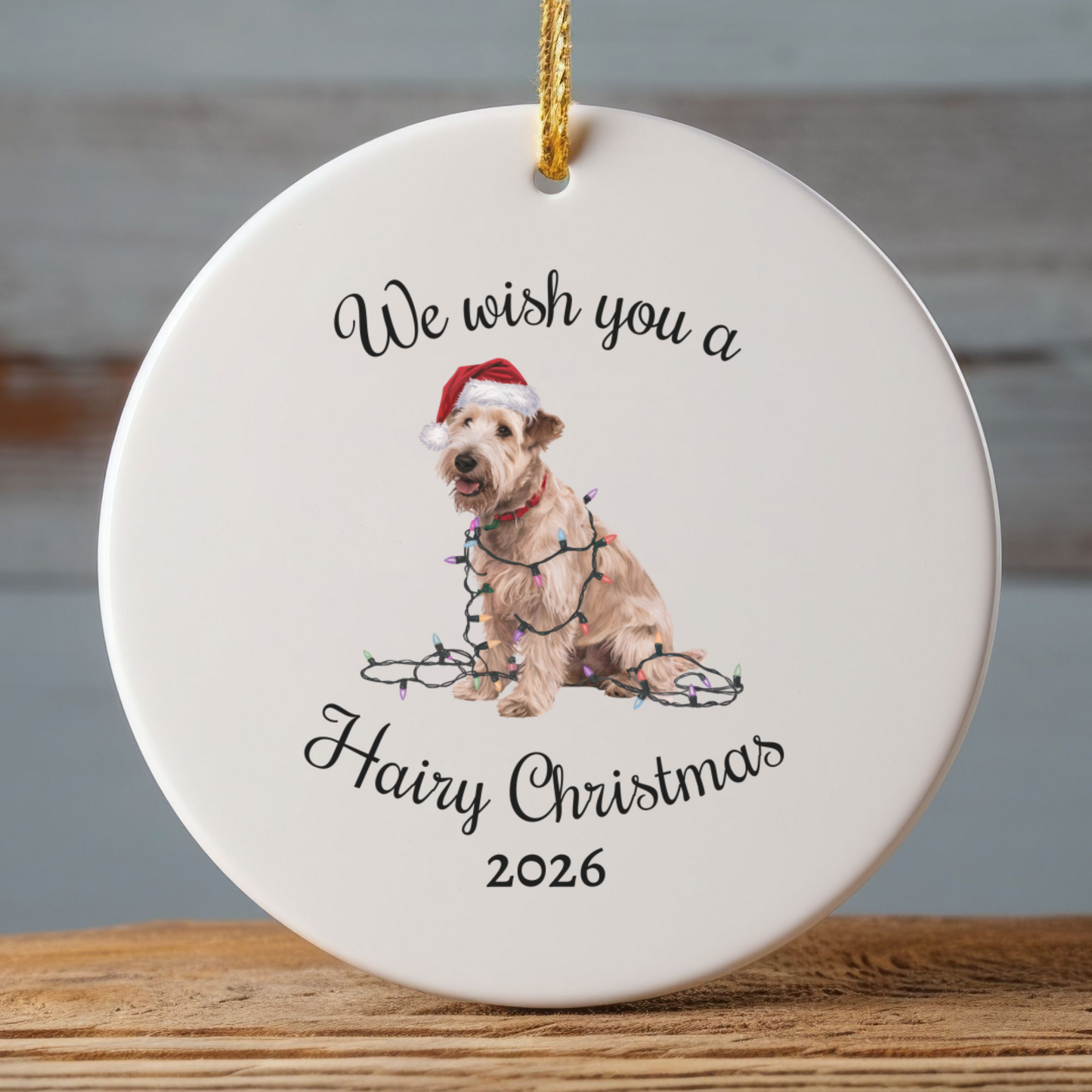 Christmas Soft Coated Wheaten Terrier Ornament, Christmas Lights Dog Keepsake