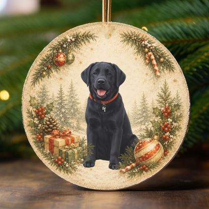 Custom Dog Photo Ornament, Personalized Name and Year, Double Sided Christmas Ornament