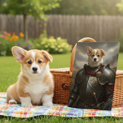 Personalized Dog Dragon Slayer Portrait, Custom Medieval Warrior Pet Canvas