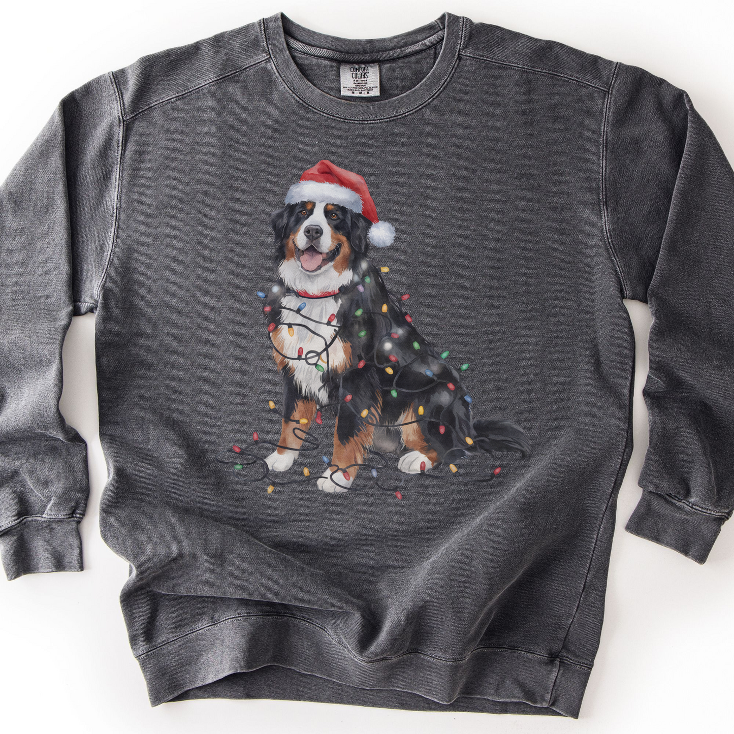 Christmas Bernese Mountain Dog Sweatshirt, Holiday Lights Dog Lover Apparel