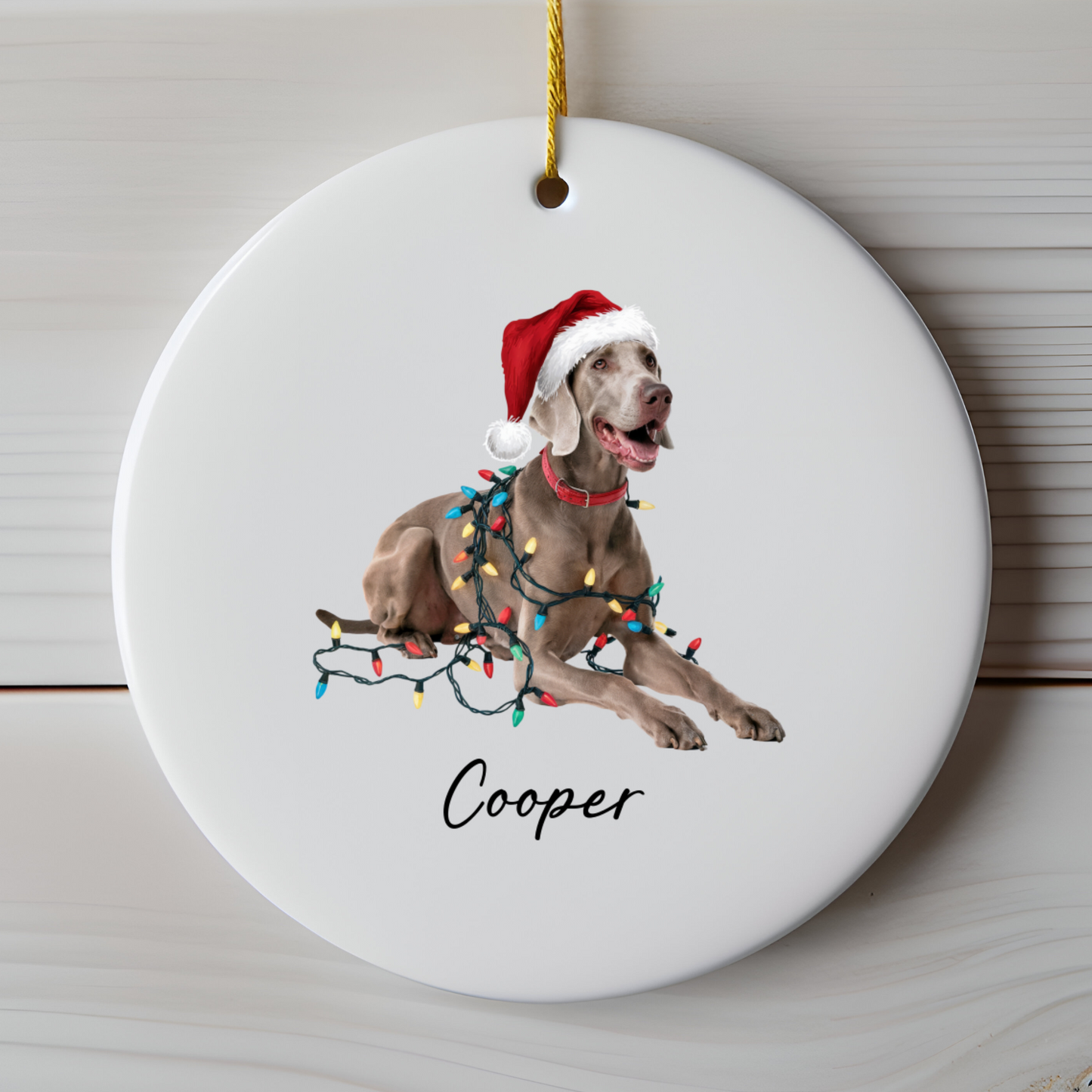 Weimaraner Ornament, Personalized Christmas Dog Gift