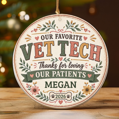 Personalized Vet Tech Ornament, Veterinary Technician Gift, Vet Clinic Coworker Christmas Gift