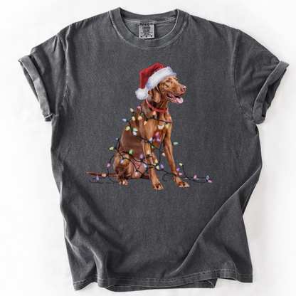 Vizsla Christmas Lights Shirt, Festive Holiday Tee for Bird Dog Lovers