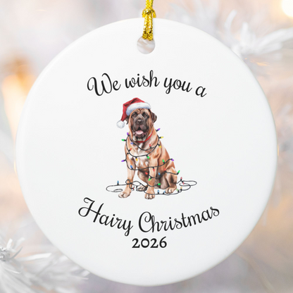 Christmas Mastiff Ornament, Christmas Lights Dog Keepsake