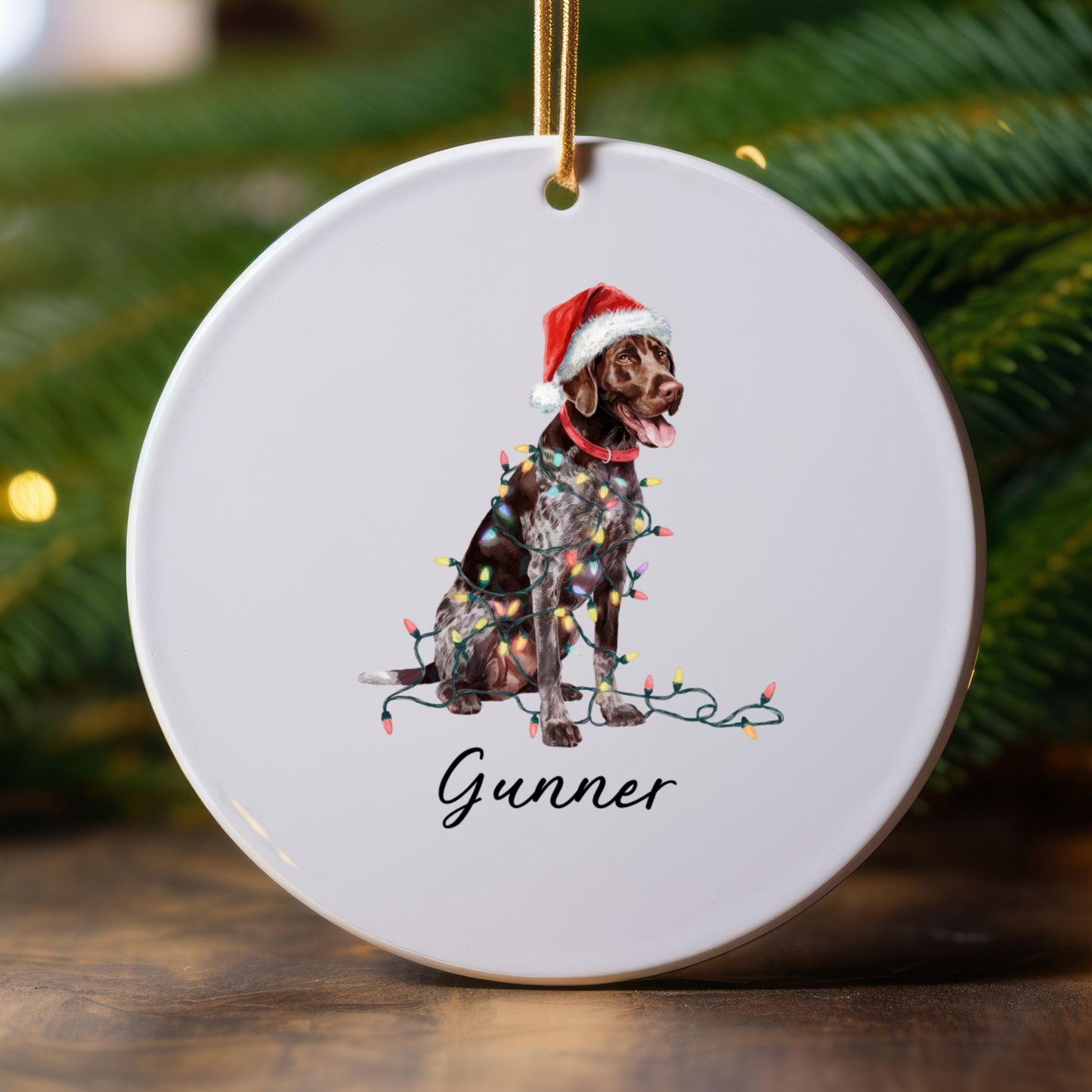 German Shorthaired Pointer Ornament, Personalized Christmas Gift