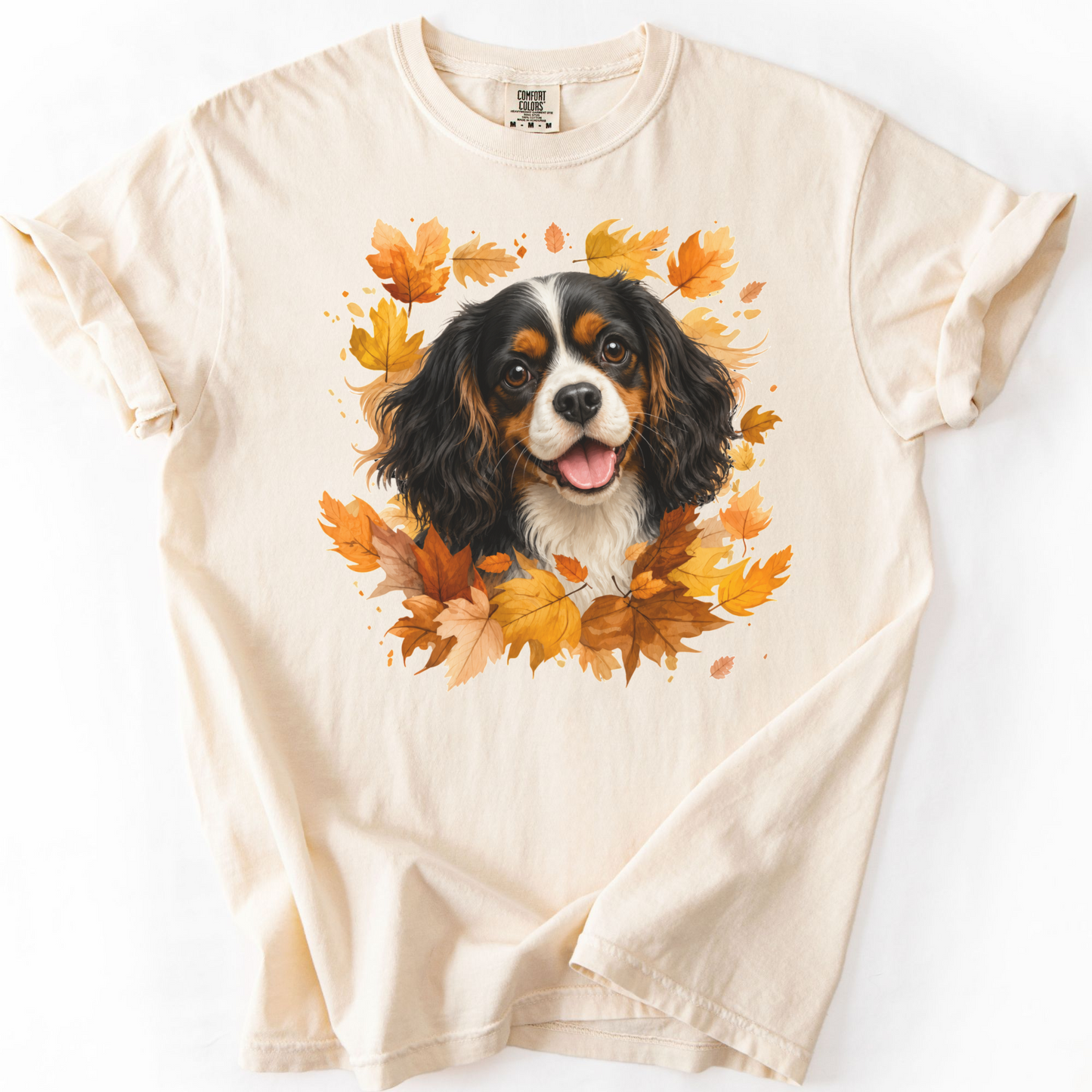 Tricolor Cavalier Fall Shirt, Autumn Dog Mom Comfort Colors Tee