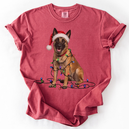 Belgian Malinois Christmas Lights Dog Shirt