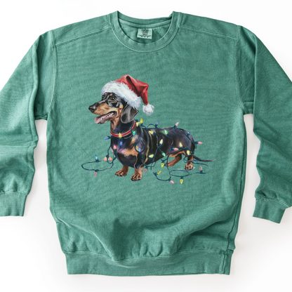 Black and Tan Dachshund Christmas Lights Sweatshirt