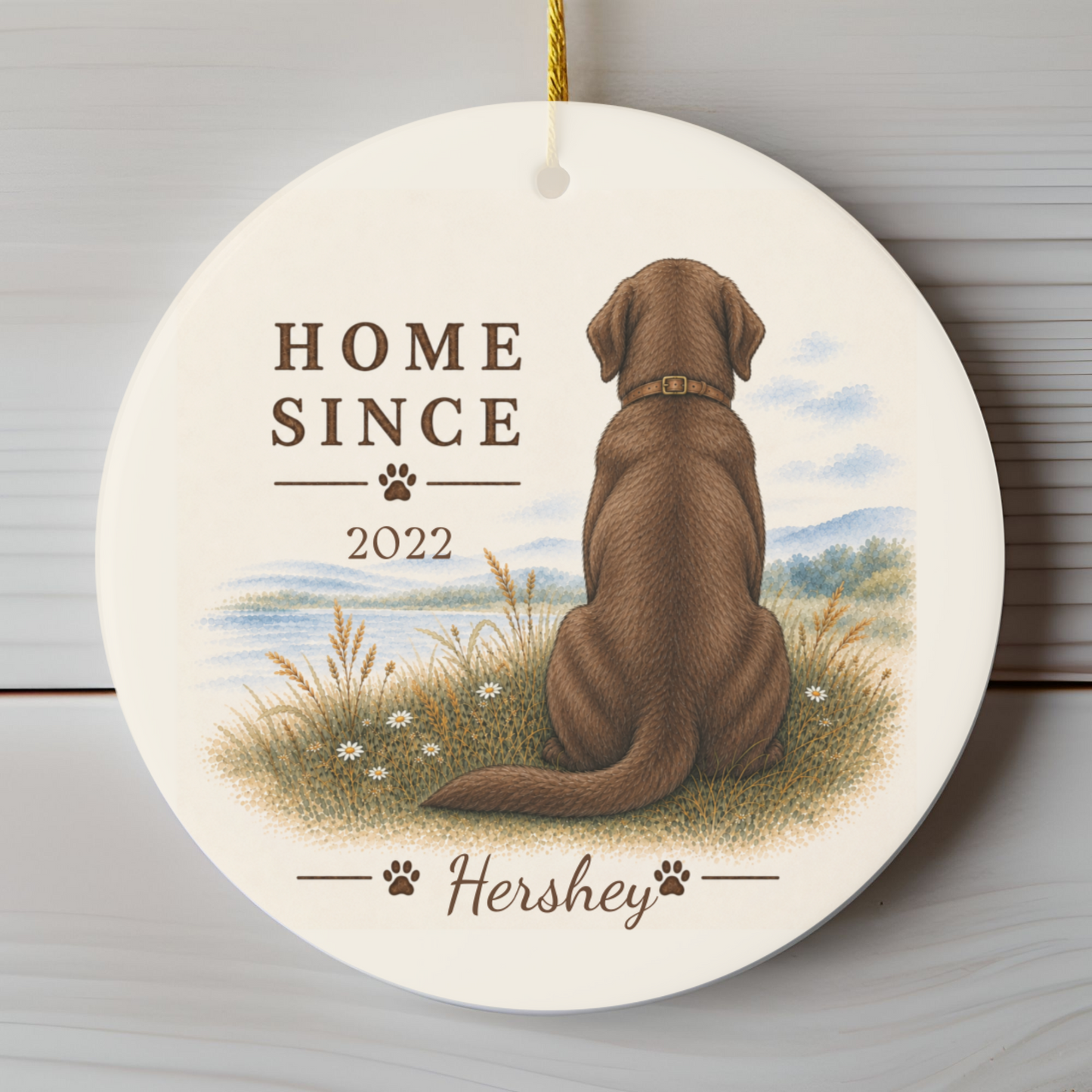 Personalized Chocolate Lab Ornament, Double Sided Labrador Gotcha Day Gift, Custom Dog Keepsake