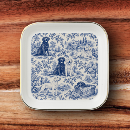 Labrador Retriever Jewelry Dish, Blue Toile Lab Ring Dish, Dog Lover Gift, Trinket Tray