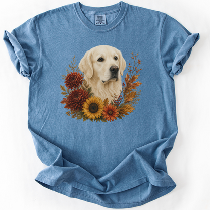 English Cream Golden Retriever Autumn Floral Shirt