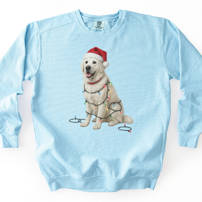 English Cream Golden Retriever Christmas Lights Sweatshirt