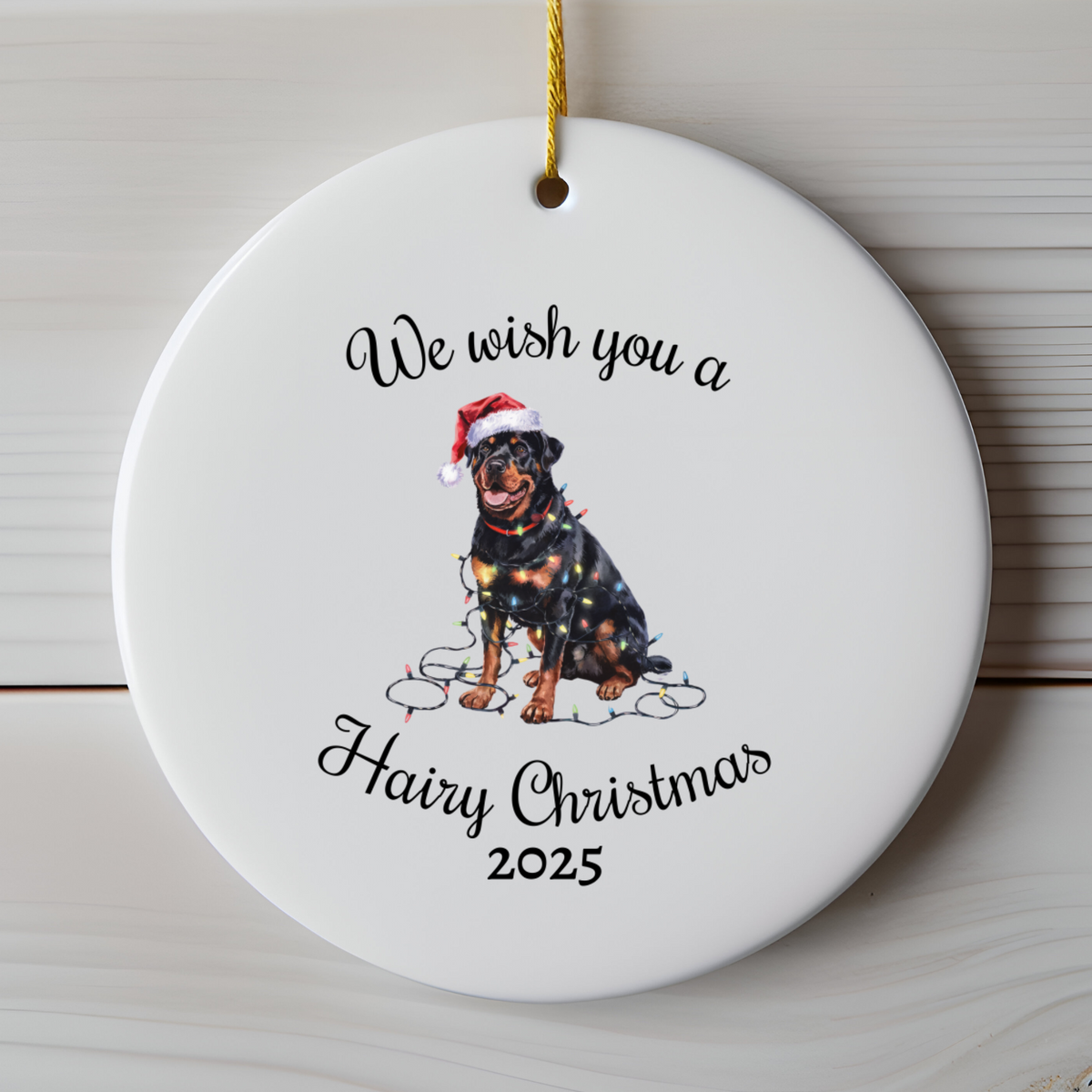 Christmas Rottweiler Ornament, Christmas Lights Dog Keepsake