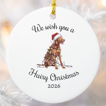 Christmas Vizsla Ornament, Christmas Lights Dog Keepsake