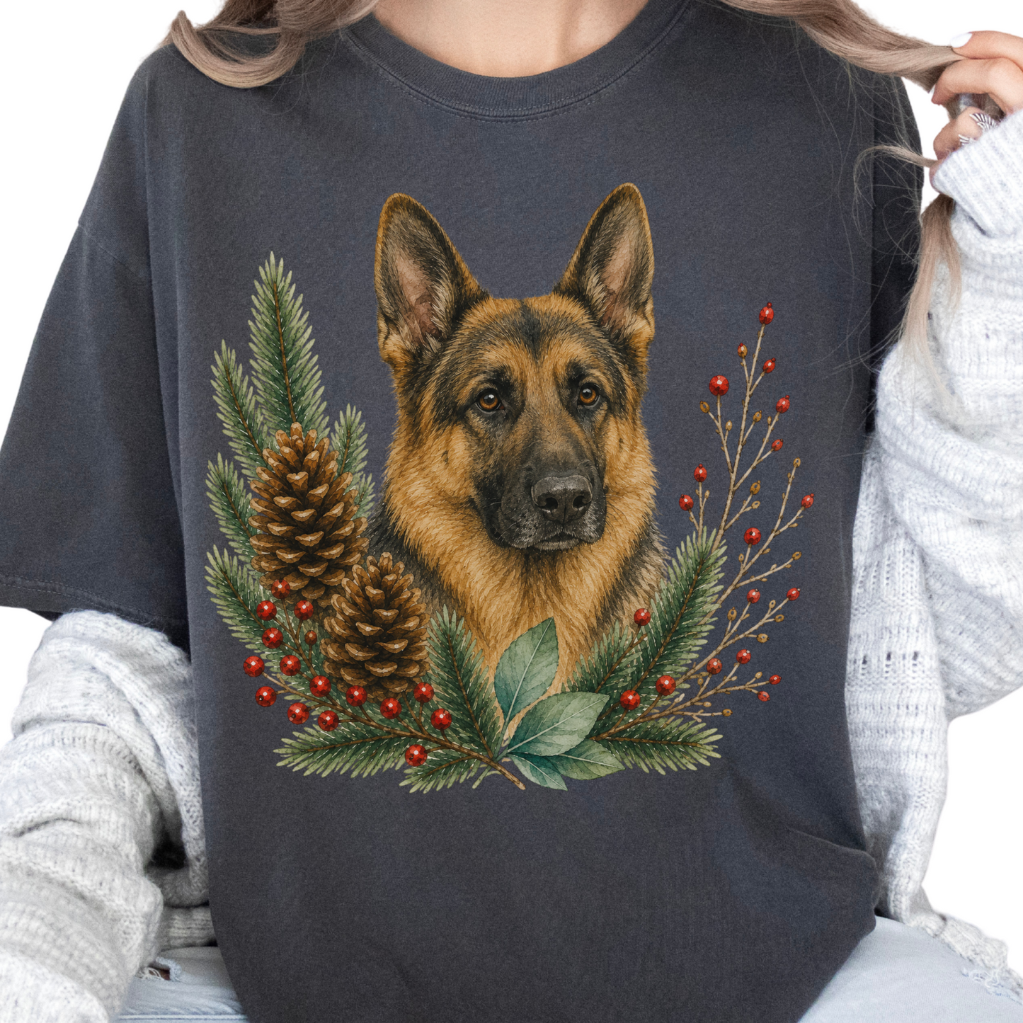 German Shepherd Christmas Shirt, German Shepherd Dog Mom Tee, Holiday Dog Lover Gift