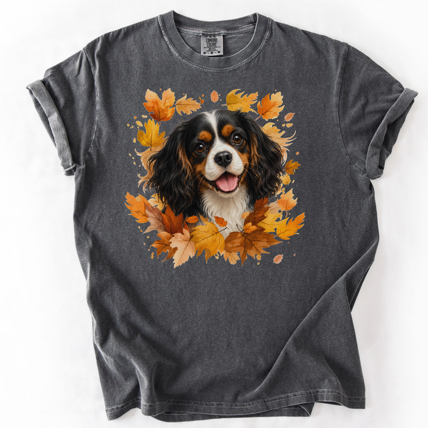 Tricolor Cavalier Fall Shirt, Autumn Dog Mom Comfort Colors Tee