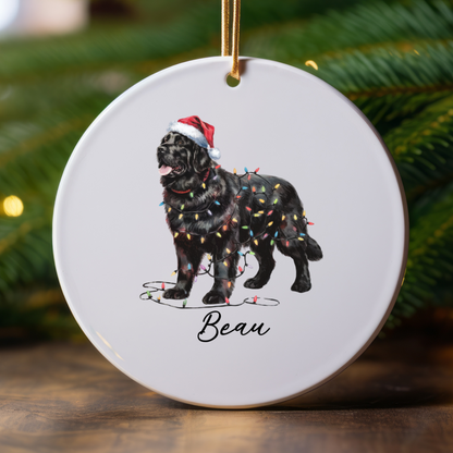 Black Newfoundland Ornament, Personalized Dog Keepsake