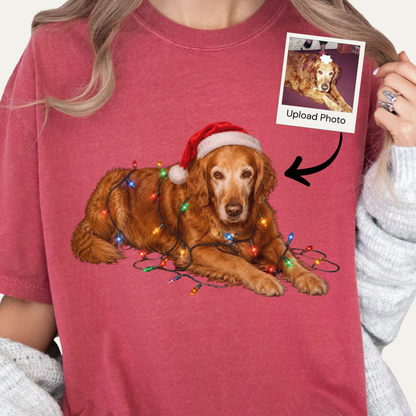 Personalized Dog Photo Christmas Shirt Custom Pet Holiday Comfort Colors Tee