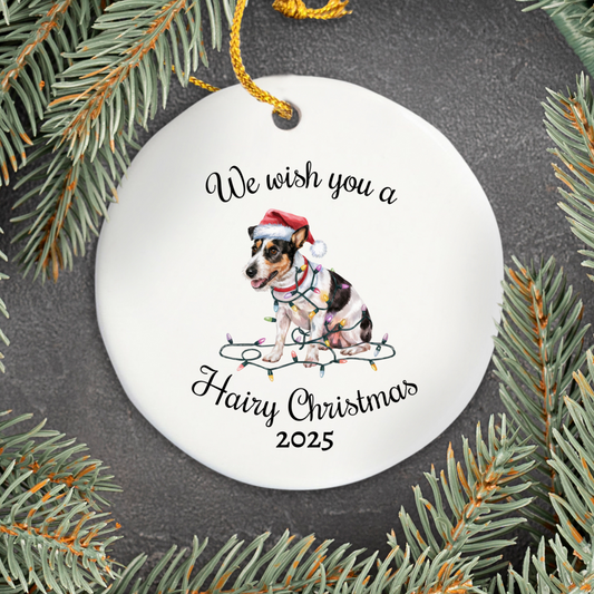 Christmas Rat Terrier Ornament, Christmas Lights Dog Keepsake