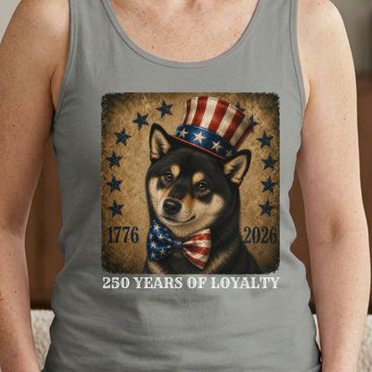 Black Shiba Inu Patriotic Tank Top, 250 Years Loyalty