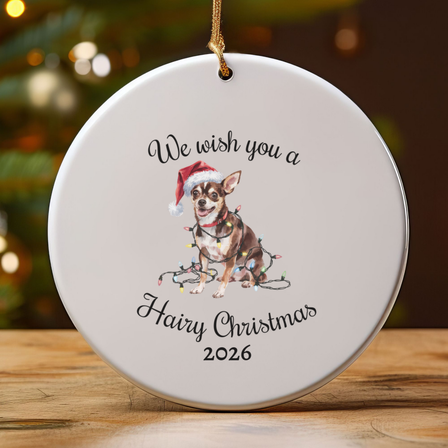 Christmas Chihuahua Ornament, Chihuahua Mom, Christmas Lights Dog Keepsake, Christmas Dog, Gift For Dog Lover, Chihuahua