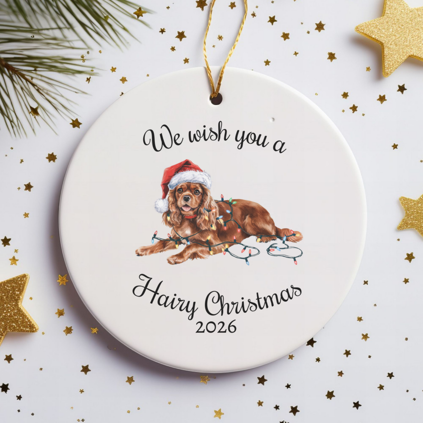Ruby Cavalier King Charles Spaniel Ornament, Funny Dog Lover Gift, Pet Holiday