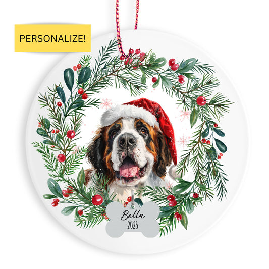 Personalized Saint Bernard Christmas Ornament