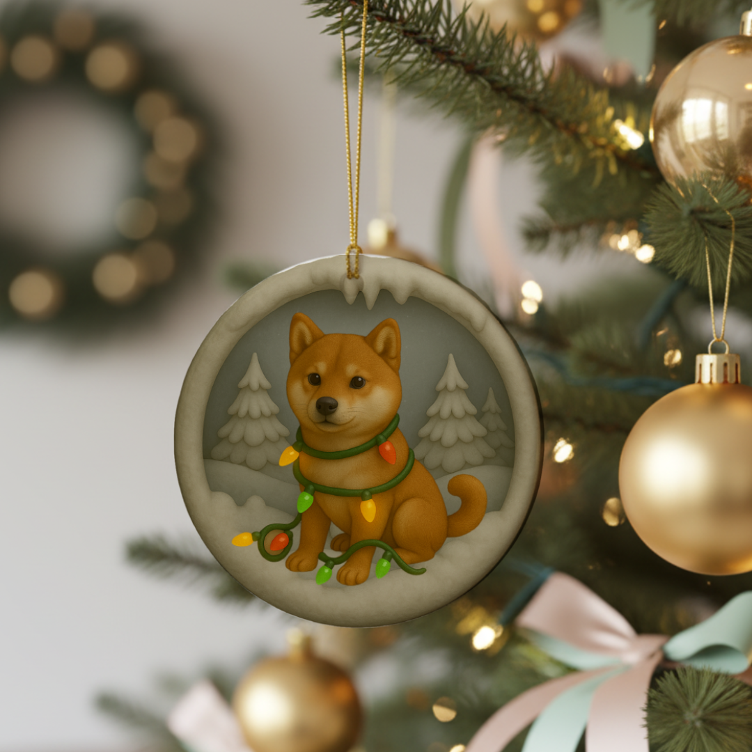 Personalized Red Shiba Inu Christmas 3D Clay-Style Dog Keepsake
