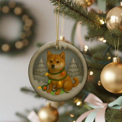 Personalized Red Shiba Inu Christmas 3D Clay-Style Dog Keepsake