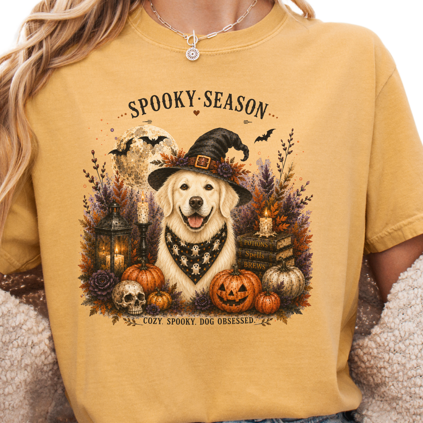 English Cream Golden Retriever Spooky Season Dog Mom Halloween Shirt