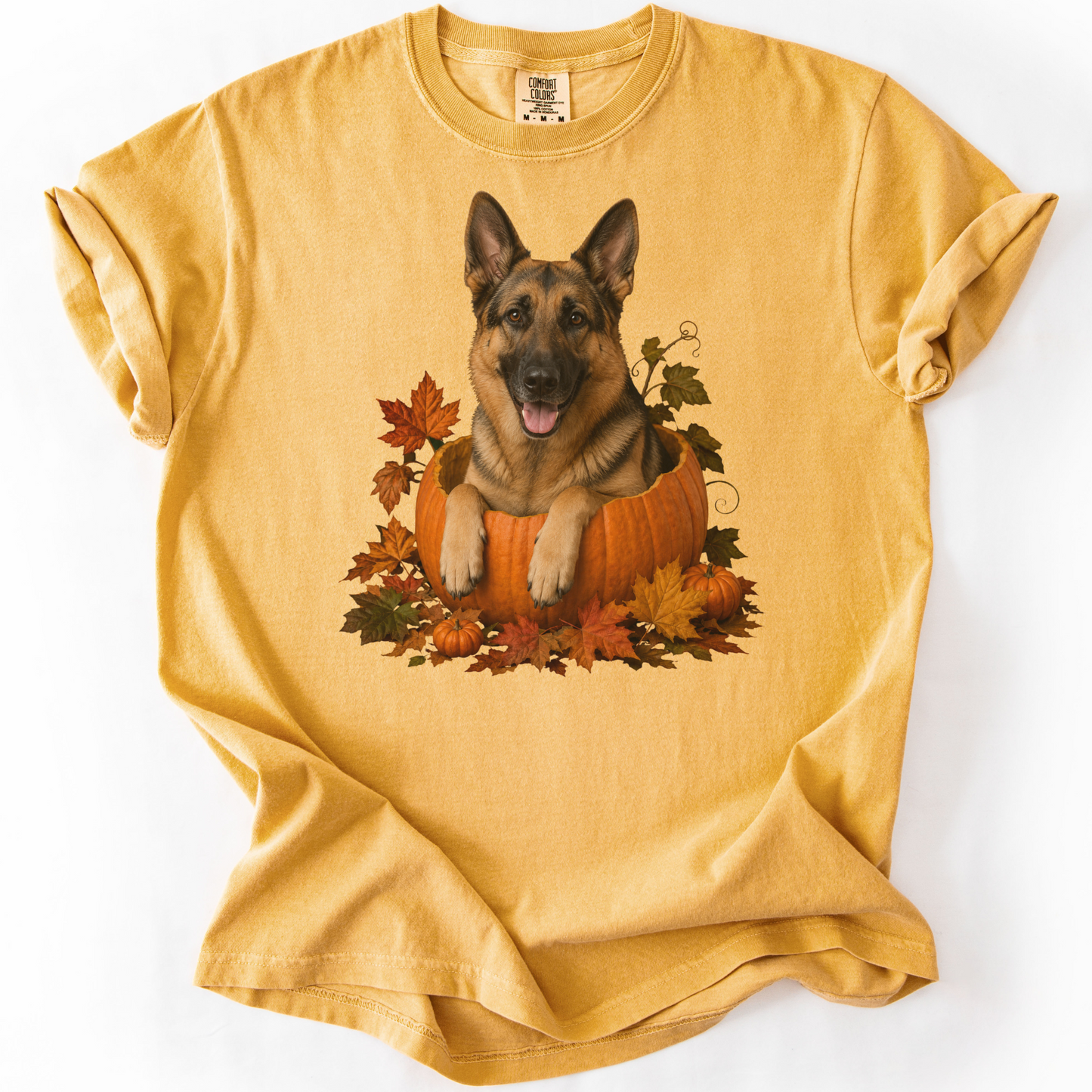 German Shepherd Pumpkin Shirt Fall Dog Lover Autumn Comfort Colors Graphic Tee Gift Apparel