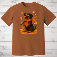 Load image into Gallery viewer, Rottweiler Autumn Shirt, Cozy Fall Dog Sweatshirt, Cute Black Dog Lover Gift, Seasonal Apparel Pullover, Autumn Dog Outfit
