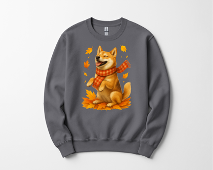 Shiba Inu Fall Shirt, Cozy Pet Sweatshirt, Shiba Lover Gift Clothing, Autumn Leaves Apparel, Cute Dog Shirt, Dog Enthusiast Gift